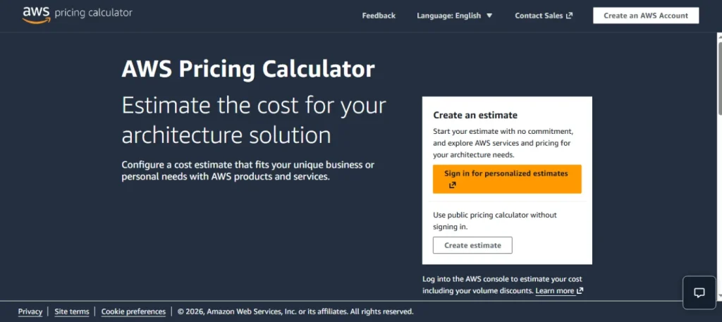 AWS Official Calculator