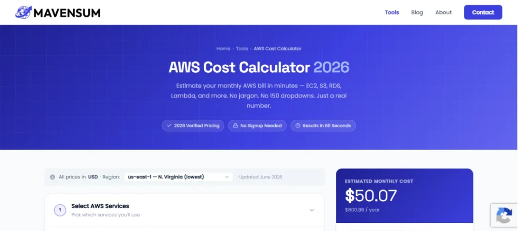 Mavensum AWS Calculator
