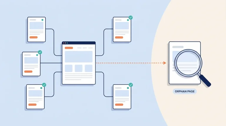 Internal Link Visualizer showing connected pages and an orphan page