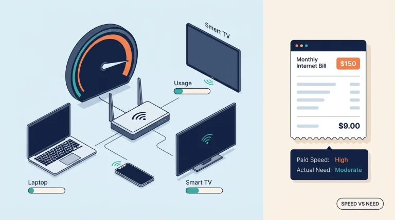 Illustration representing internet speed and cost savings