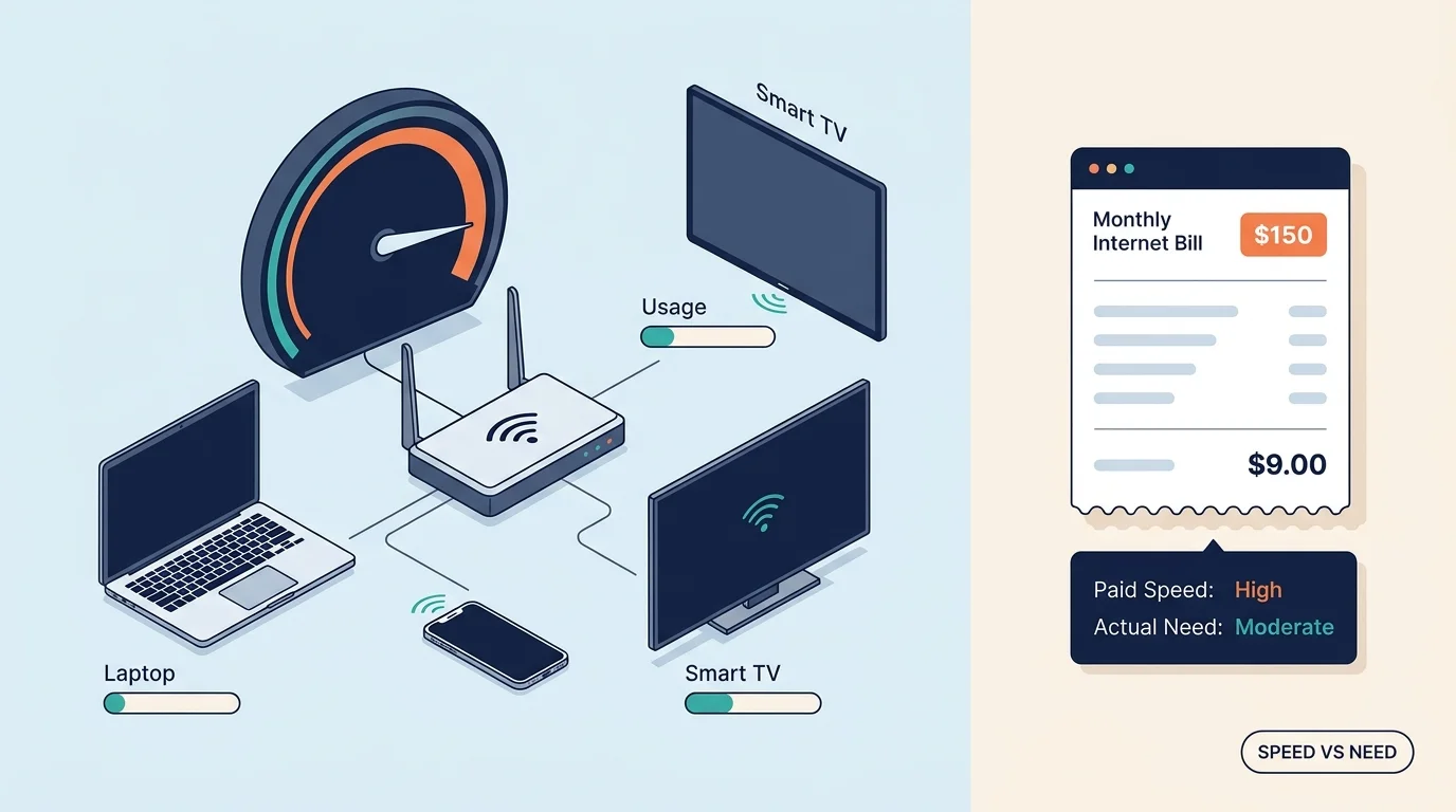 Illustration representing internet speed and cost savings