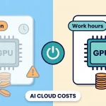 Comparison of a GPU running all the time with high costs and a GPU used only during work hours with lower costs